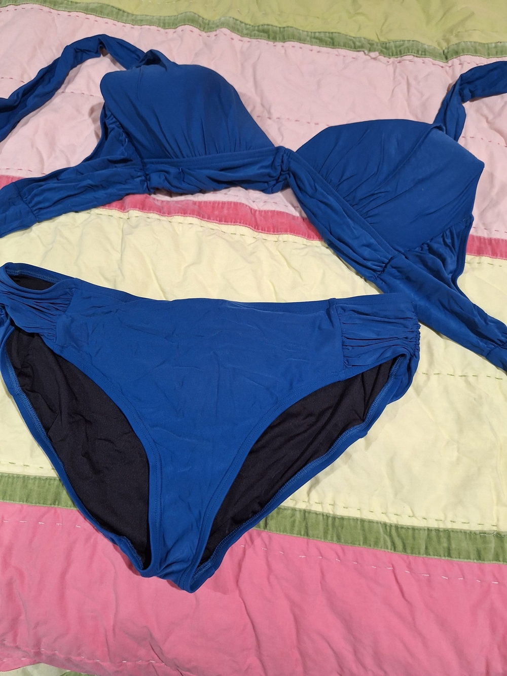 Soma Blue Bikini Top with Black Lining
